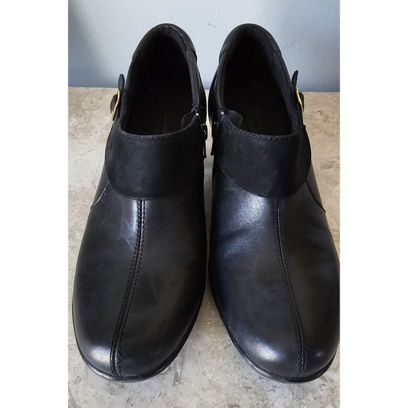 Clarks Bendables Womens 9 M Black Leather Slip On Comfort Ankle Boots Booties - Picture 5 of 12